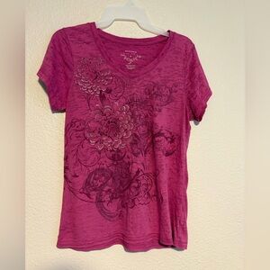 Sonoma Magenta Floral Short Sleeve Top